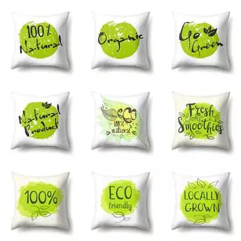 Наволочка с зеленым словом, подголовник, офисная поясная подушка для дивана, чехол для подушки 40x40cm