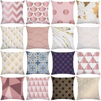 Наволочка с золотым геометрическим рисунком, мягкая короткая плюшевая наволочка 45x45, подушка для гостиной, диванная уличная подушка, автокресло 40X40CM