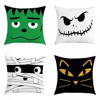 Наволочка «Счастливый Хэллоуин», милый черный кот, мумия, зомби, лицо, подушка, чехол, креативный дизайн, домашний диван, стул, декор 40x40cm