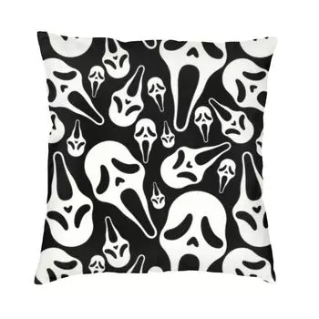 Наволочка Scream Ghostface, украшение для спальни, подушки из фильма ужасов на Хэллоуин для дивана, квадратная наволочка Dakimakura 30x30cm 12x12in