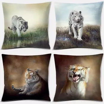 Наволочка серии Tiger Lion для гостиной, дивана, наволочка на автомобильное сиденье, детская комната, офисное украшение для дома, наволочка для объятий 40x40cm