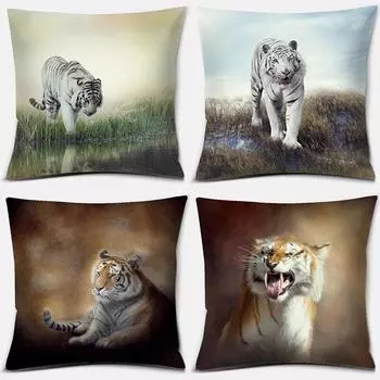 Наволочка серии Tiger Lion для гостиной, дивана, наволочка для автомобильного сиденья, детский офис, украшение для дома, объятие 40x40cm