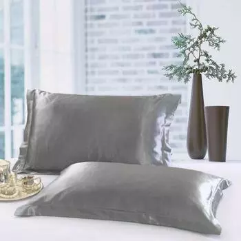 Наволочка Шелковая наволочка Шелковистая атласная наволочка Красота наволочка Удобная дышащая наволочка Домашний декор Оптовая продажа Прямая поставка светло-серый