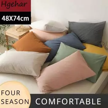 Наволочка Твердая Простая Повседневная Бытовая Универсальная Студенческая Общежитие Стирающаяся Наволочка Ins Домашняя Спальня Простая Пары Мягкая 1pcs 48x74cm оранжевый
