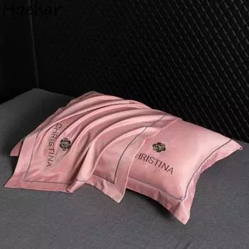 Наволочка в скандинавском стиле, летняя, холодная, шелковая, удобная, дышащая, для спальни, 48*74 см, вышивка, мягкая 48x74cm-1pc синий