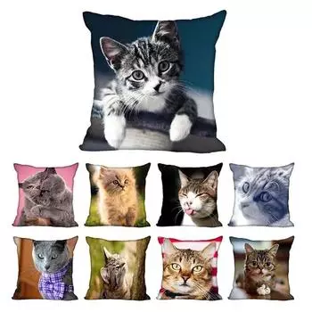 Наволочка в современном доме для гостиной с кошкой и животным 40x40cm