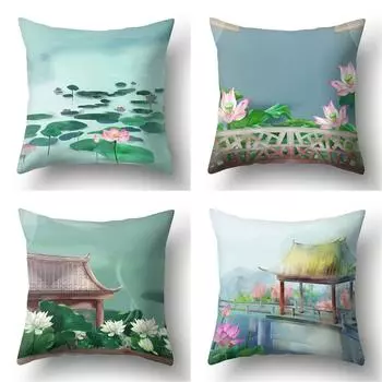 Наволочка в старинном стиле с изображением пейзажа в деревенском стиле для дома 40x40cm