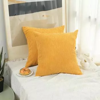 Наволочка Yousheng Plush с полосатой текстурой, однотонная, для украшения дивана, наволочка для подушки для гостиной, спальни, сиденья автомобиля 40cm оранжевый