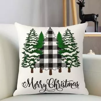 Наволочка Yousheng, рождественская елка, гирлянда, грузовик, буйвол, клетчатый узор, наволочка для праздничного украшения дома C