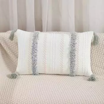 Наволочка Yousheng Tufted с кисточками в стиле бохо-фермерского дома, на молнии, из хлопка и льна, для дивана, для украшения спальни, наволочка для подушки, товары для дома 45x45cm C