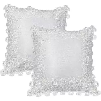 Наволочки 18 x 18 дюймов, белое кружево, мягкие наволочки, украшение для гостиной в фермерском доме, изысканные наволочки с вышивкой