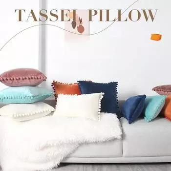 Наволочки для подушек 18x18 бирюзового цвета: 2 упаковки удобных мягких помпонов бархатных квадратных декоративных наволочек для декора дома в фермерском стиле 18 x 18 -2pcs темно-синий