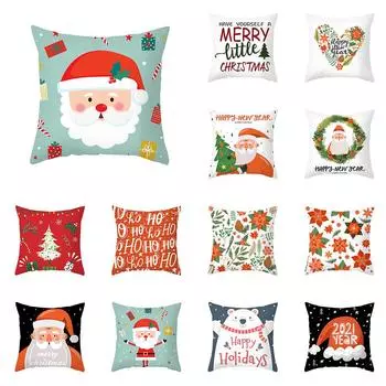 Наволочки для украшения дома Рождественские украшения Наволочки с рождественским принтом Новогодние подарочные наволочки 40x40cm