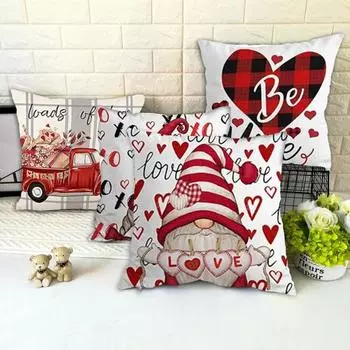 Наволочки на День святого Валентина, красные клетчатые буйволы, гномы, дизайн, можно стирать в машине, праздничное украшение для дома, наволочки с односторонней печатью G