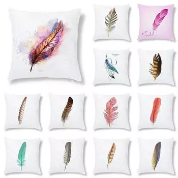 Наволочки с принтом серии перо, украшение для дома, Чехлы для диванных подушек для гостиной, украшение для спальни, комнаты 40x40cm