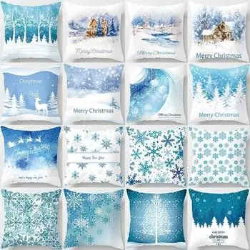 Наволочки с рождественской тематикой Аксессуары для автомобиля Офис Санта-Клаус Гостевые диваны Домашние наволочки 40x40cm
