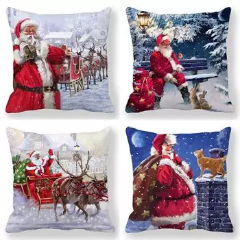 Наволочки с рождественской тематикой Аксессуары для автомобиля Офис Санта-Клаус Гостиная Диван Домашние наволочки 40x40cm