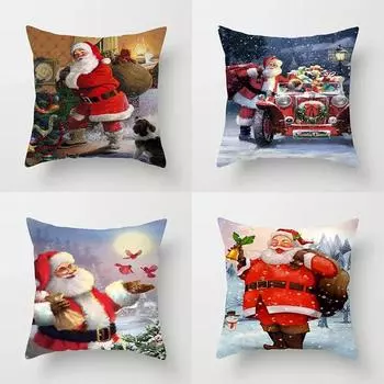 Наволочки с рождественской тематикой Аксессуары для автомобиля Офис Санта-Клаус Гостиная Диван Домашние наволочки 40x40cm