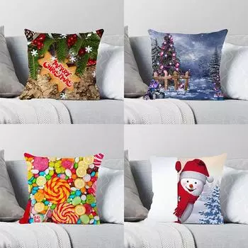 Наволочки с рождественской тематикой Аксессуары для автомобиля Офис Санта-Клаус Гостиная Диван Домашние наволочки 40x40cm