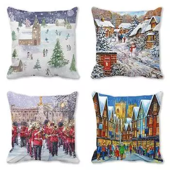 Наволочки с рождественской тематикой Аксессуары для автомобиля Офис Санта-Клаус Гостиная Диван Домашние наволочки 40x40cm