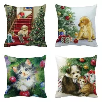 Наволочки с рождественской тематикой Аксессуары для автомобиля Офис Санта-Клаус Гостиная Диван Домашние наволочки 40x40cm