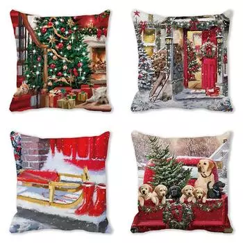 Наволочки с рождественской тематикой Аксессуары для автомобиля Офис Санта-Клаус Гостиная Диван Домашние наволочки 40x40cm