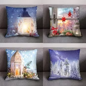 Наволочки с рождественской тематикой Аксессуары для автомобиля Офис Санта-Клаус Гостиная Диван Домашние наволочки 40x40cm