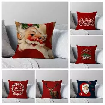Наволочки с рождественской тематикой Аксессуары для автомобиля Офис Санта-Клаус Гостиная Диван Домашние наволочки 40x40cm