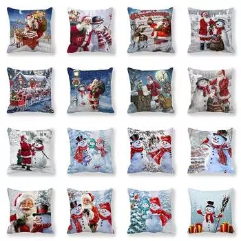 Наволочки с рождественской тематикой Аксессуары для автомобиля Офис Санта-Клаус Гостиная Диван Домашние наволочки 40x40cm