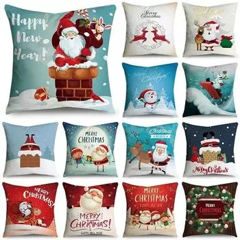 Наволочки с рождественской тематикой Аксессуары для автомобиля Офис Санта-Клаус Гостиная Диван Домашние наволочки 40x40cm