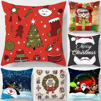 Наволочки с рождественской тематикой Аксессуары для автомобиля Офис Санта-Клаус Гостиная Диван Домашние наволочки 40x40cm