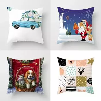 Наволочки с рождественской тематикой Украшения для автомобиля Офис Санта-Клаус Гостиная Диван Домашние наволочки 40x40cm