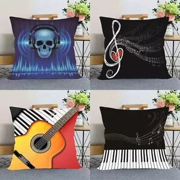 Наволочки серии «Музыкальная тема», чехлы на подушки для дивана и кресла для гостиной, подарки для украшения дома в спальне 40x40cm