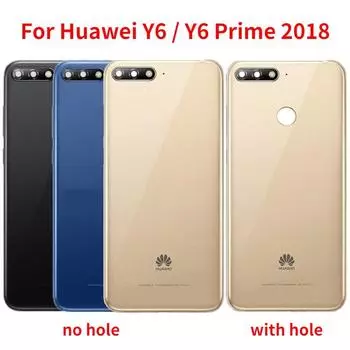 Назад для Huawei Y6 2018 Y6 Prime 2018 Батарейная панель Замена корпуса задней двери с объективом камеры + боковая сторона Y6 2018 Blue