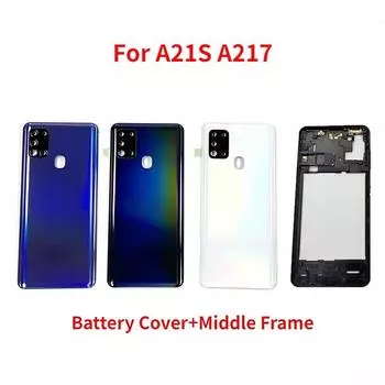 Назад для Samsung Galaxy A21S A217 A217F корпус задней двери аккумулятор с ремонтом средней рамы