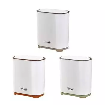 Нажмите, чтобы открыть мини-корзину для мусора с крышкой Большое широкое горлышко Элегантный дизайн Brown