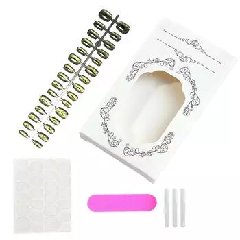 Нажмите на ноготь, Клей для ногтей и Клей для ногтей, Многоразовые накладные ногти Однотонные Телесные наклейки для ногтей One Size белый