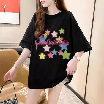 летние женские забавные звездочки с принтом большие графические футболки белые черные y2k топы модные парные футболки harajuku унисекс уличная одежда one size