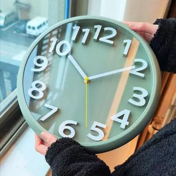 Nbdeal настенные часы радио бесшумные непрерывные секундная стрелка 3D цифры аналоговые диаметр 28 см зеленые DBZ-7788