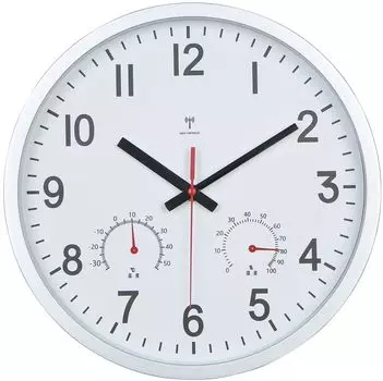 Nbdeal настенные часы радиоуправляемые часы температура влажность непрерывная секундная стрелка тихие аналоговые диаметр 30 см (Серебряный) Y-5487