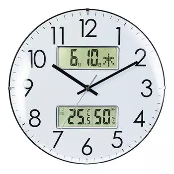 Nbdeal настенный радиоуправляемый день недели диаметр ночной секундной стрелки стоп сферические белые часы, часы, температура, влажность, дата, дисплей, белый