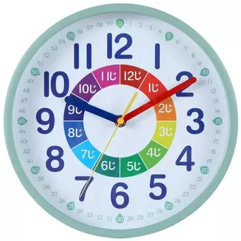 Nbdeal образовательное настенное радио непрерывного секундного диаметра с белой поверхностью и зелеными часами, часы, часы, стрелка, бесшумный, 25 см, рамка, DB-208