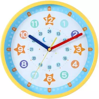 Nbdeal образовательное настенное радио непрерывного секундного диаметра с белой поверхностью и желтыми часами, часы, часы, стрелка, бесшумный, 25 см, рамка, SY-8846