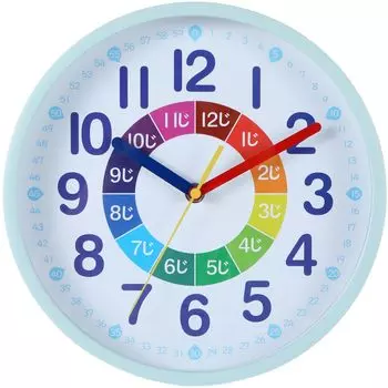 Nbdeal образовательное настенное радио непрерывного секундного диаметра с белой поверхностью и синими часами, часы, часы, стрелка, бесшумный, 25 см, рамка, DB-746