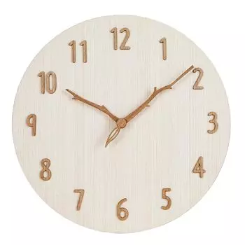 Nbdeal Wall Clock Quiet No Sound MDF Wooden Dial Hand Diameter 30cm Stylish Analog Stylish White Hand/Wooden Non-Radio MDFSZ-01
