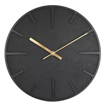 Nbdeal Wall Clock Radio Controlled Clock Quiet Wooden Dial Analog Diameter 30cm Black DMZ-9573