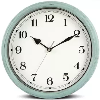 Nbdeal Wall Continuous Second 28cm Aerial Green Clock, Радиоуправляемые часы, Стрелочные, Бесшумные, Диаметр, Аналоговые, Ретро, зелёный