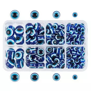 nbeads Set of about 266 Resin Beads Evil Eye Beads Round Beads Craft Materials for DIY Jewelry UV Resin Enclosed Handmade Material Handmade Parts Blue