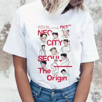 Nct127 модная графическая футболка женская Harajuku Ullzang 90S футболка корейский стиль айдолы футболка повседневная 2XL белый