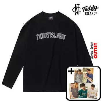 [NCT] Совместная работа NCT и TEDDYISLAND, футболка с длинным рукавом с логотипом Arch, ЧЕРНАЯ (NCT DREAM Открытка 5 шт. Подарок)